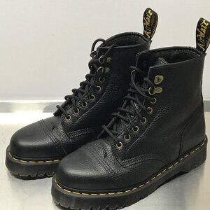 Dr. Martens 1460 Bex Fleece Leather Lace Up Boots in Black